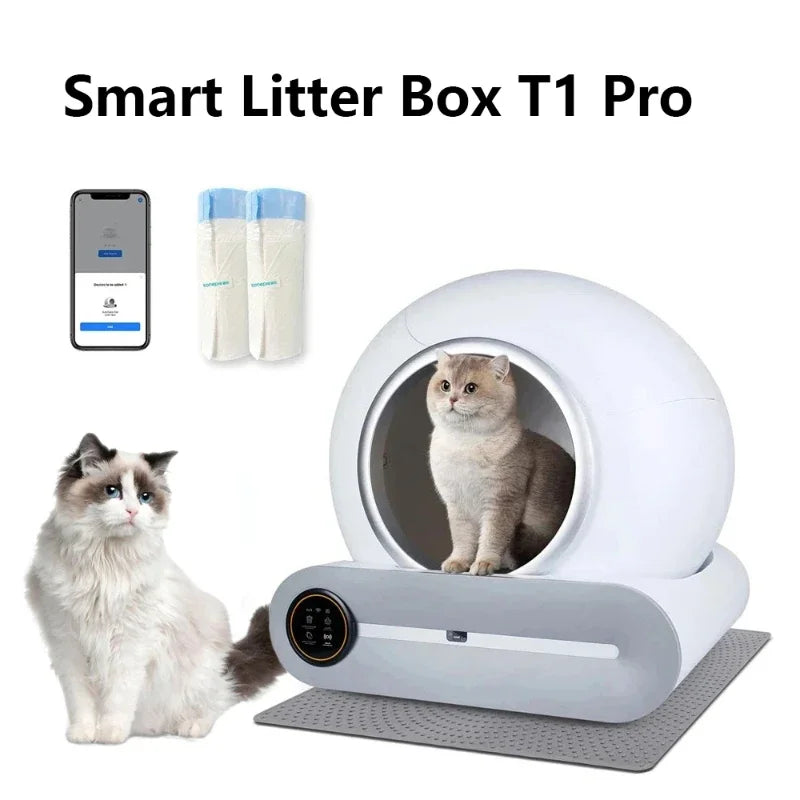 65L Automatic Intelligent Cat Litter Box Self Cleaning Fully Closed Electric Deodorising Litter Rubbish Bag Cat Toilet Trash Bag